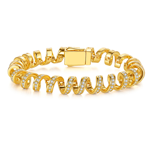 <span class=keywords><strong>Bracelet</strong></span> en <span class=keywords><strong>fil</strong></span> téléphonique plaqué or 18 carats en laiton <span class=keywords><strong>de</strong></span> haute qualité à la mode avec incrustation <span class=keywords><strong>de</strong></span> zircone Bijoux pour femmes Vente en gros d'usine - Product Image 1