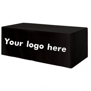 Custom Logo Fitted Stretch Table Cover 4ft 6ft 8ft Hotel Banquet Exhibition Decor Tablecloth for Promotional Party Supplies