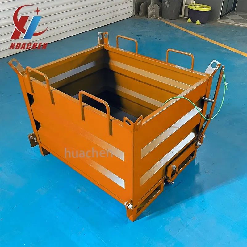 Huachen Tùy Chỉnh Bỏ Qua Dumpster Tự-Tipping Bin Xe Nâng Truy Cập Và Nắp Tùy Chọn