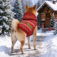 Pull à capuche de Noël pour chien, motif renne, vêtements tricotés pour animaux de compagnie, costume chaud d'hiver doublé polaire pour chiot