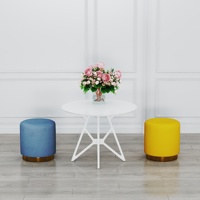 Repose-pieds moderne personnalisé Round Ottoman Velvet Base métallique Pouf Ottoman