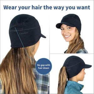 Chapeau queue de cheval pour femmes adultes |   Chapeau en mélange de <span class=keywords><strong>laine</strong></span> jacquard avec détail boutonné et <span class=keywords><strong>cache</strong></span>-oreilles rabattable - Product Image 5