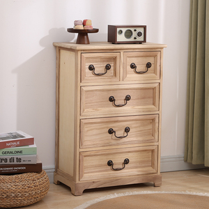 家具収納ユニットチェスト引き出しベッドサイドヴィンテージトールボーイホワイトミニチュア組み立てベッドサイドキャビネットドレッサーナイトスタンド - Product Image 6