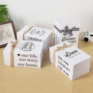 Rustikales Dreiteiliges Set im Einfachen Stil, Rechteckige Bücher-Deko aus Weißem Hanfseil, Buch-Simulation aus Holz für Landhaus-Kaffee - Product Image 3