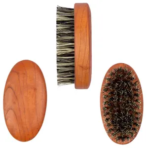 Natur Birnen holz Bart Pinsel Sisal Haar Bart Pinsel benutzer definierte Logo für Herren Bart Pflege Kit