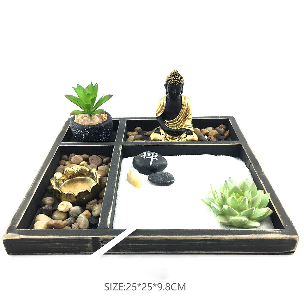 Nuovo Arrivo Mini Buddha Zen Garden per Alleviare Lo Stress, La Meditazione