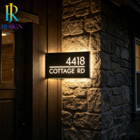 Enseigne de numéro de maison LED rétroéclairée extérieure pour l'immobilier, villa, manoir, jardin, cour, portail – Panneau d'adresse 3D étanche