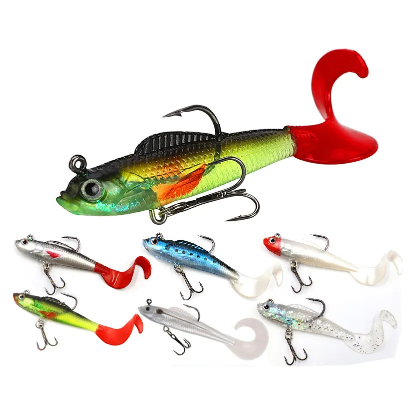 Rikimaru Curved Tail Soft Rubber Fishing Bait Simulation Lures With Hook