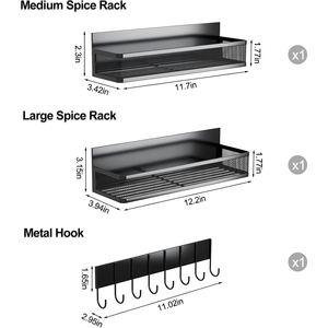 Magnetic Spice Rack Magnetic <b>Shelf</b> Moveable Fridge Organizer <b>with</b> <b>Hook</b> Rack Seasoning Organizer for Kitchen - Product Image 2