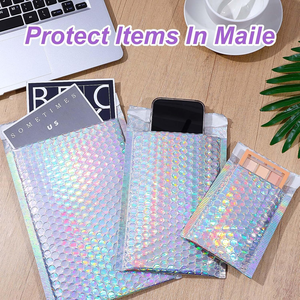 Sobres de Burbuja Holográficos para Envíos, Bolsas de Correo Metálicas Plateadas, Ecológicas y Reciclables, para Empaque de Ropa - Product Image 1