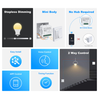 Módulo de Interruptor Inteligente KEMEK con Dimmer, WiFi Tuya, 1 o 2 Canales, CA 100-240V, para el Hogar, Módulo Dimmer WiFi