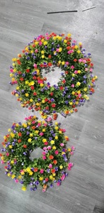 พวงมาลัยดอกไม้สีรุ้งฤดูใบไม้ผลิ พวงมาลัยตกแต่งเทศกาลดอกไม้ฤดูใบไม้ผลิ พวงมาลัยยูคาลิปตัสสำหรับแขวนประตู - Product Image 4