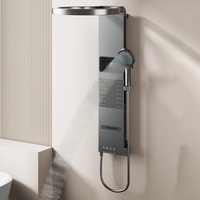 Ensemble de robinet de douche thermostatique mural noir chromé brossé avec système de douche à jet encastré et noyau de valve en céramique