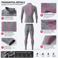 Conjunto de Ropa Interior Térmica sin Costuras para Hombre, Camiseta de Manga Larga con Cuello Alto y Leggings Elásticos, Ropa Deportiva para Esquí y Ciclismo