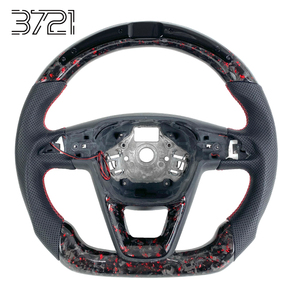 พวงมาลัยหนังสไตล์สปอร์ตสีแดง คาร์บอนไฟเบอร์ สำหรับตกแต่งภายในรถยนต์ Seat Leon 5F Cupra FR Ibiza Ateca Arona ปี 2013-2020 - Product Image 1