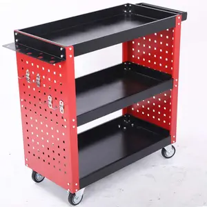 Drie Tiers Lagen Staal Gereedschap Trolley Kast Metalen Zware Platform Garage Workshop Utility Rolling Service Winkelwagen