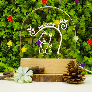 Oval lindo perro patrón acrílico <span class=keywords><strong>regalo</strong></span> USB madera cumpleaños <span class=keywords><strong>regalo</strong></span> conjunto <span class=keywords><strong>noche</strong></span> luz romántica 3D ilusión LED lámparas <span class=keywords><strong>de</strong></span> luz - Product Image 6