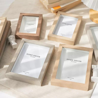 Cadre photo en bois naturel massif, profond et épais, avec verre frontal, pour affichage sur table de chevet ou bureau – Vente en gros