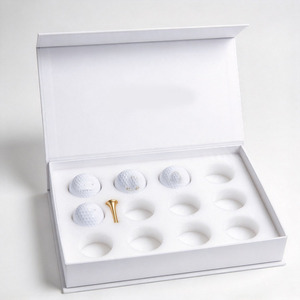 Caja de embalaje plegable de cartón blanco para regalo, reutilizable, con tapa superior de doble capa, hecha con materiales reciclados ecológicos, para 12 pelotas de golf. - Product Image 3
