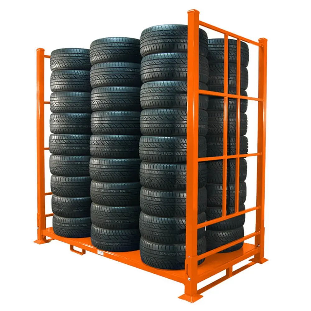 Customized foldable steel stacking tyre racks and stackers for truck tires lorry tyres