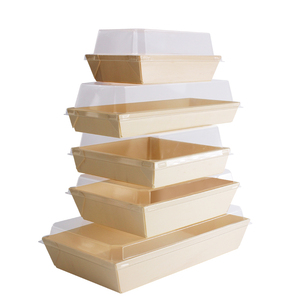 Bio-degradable Disposable Wooden Fast Food Container Takeaway Sushi Cake Pastry Dessert Grazing Board <strong>Lunch</strong> Bento Packaging <strong>Box</strong> - Product Image 5