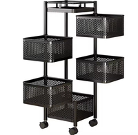 Panier rotatif multicouche pour paniers Étagère de cuisine avec 4 roues Panier à fruits et légumes Chariot de cuisine