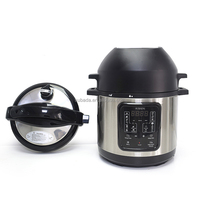 Vente en gros usine Friteuse à air en acier inoxydable avec couvercle amovible, multicuiseur 2-en-1 (friteuse à air et autocuiseur électrique), fonction cuiseur à riz
