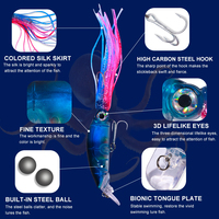 HENGJIA Grosir Umpan Pancing Jig Rok Gurita Air Asin 10cm 16.6g dengan Kait Treble untuk Ikan Tuna