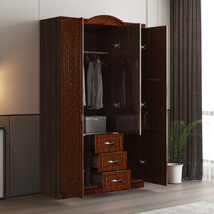 2021 Giá Rẻ Đồ Nội Thất Hiện Đại MDF Gỗ Tủ Vải PVC Tủ Quần Áo Nhựa <span class=keywords><strong>3</strong></span> Cửa Lưu Trữ Tủ Với <span class=keywords><strong>3</strong></span> Ngăn Kéo - Product Image 5