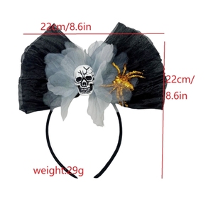 Fascia per capelli <span class=keywords><strong>da</strong></span> <span class=keywords><strong>strega</strong></span> a rete nera a forma di fiocco per Halloween e fascia per capelli dorata a forma di ragno per il Giorno dei Morti - Accessori moderni in plastica - Product Image 6