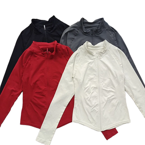 Custom logo Women's Stand Collar Seamless Spandex/Nylon <b>Workout</b> <b>Jacket</b>-Slim Fit Full Sleeve Zip Front Yoga Gym - Product Image 1