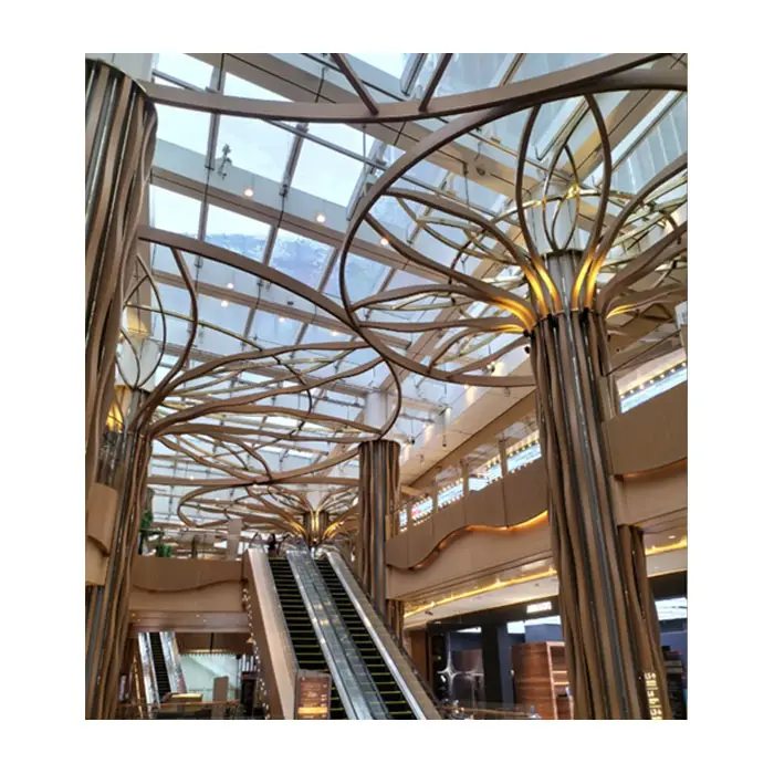ロビー廊下ショッピングモール用アルミストリップバッフルリニアシーリングメタルスラット吊り天井パネル