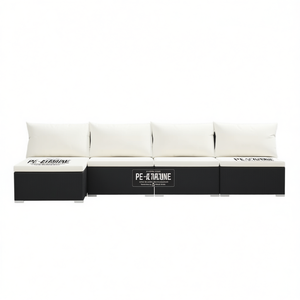 Divano Modulare da Giardino in Rattan PE a 4 Posti, Set di Mobili da Esterno in Rattan PE Nero con Cuscini, Design Contemporaneo - Product Image 1