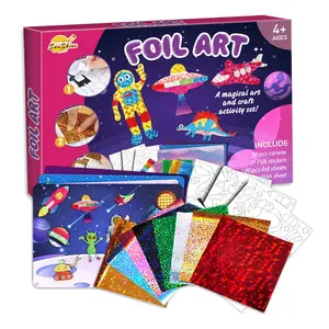 2024 DIY Creative Activity EVA Foil Stickers Painting Cards Craft Kit For Kids Animals Space Cars