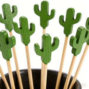 Stuzzicadenti in Bambù Biodegradabili con Design a Cactus, Divertenti e Sicuri, per Feste Estive e Bar in Piscina - Product Image 3