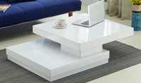 Table basse contemporaine P2 MDF spray PU haute brillance à deux couches conception rotative pour salon meubles de maison