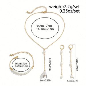 Conjunto de Collar de Perlas con Baño de Oro y Colgante de Concha Blanca para Mujer, Regalos para Bodas y Fiestas - Product Image 4
