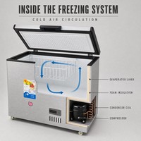 Congélateur coffre commercial à froid direct, monotempérature, autonome pour cuisine et supermarché