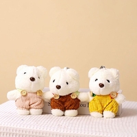 En gros, Porte-clés pendentif ours en peluche mignon, doux, style salopette, OEM, mascotte, jouet animal en peluche pour cadeau