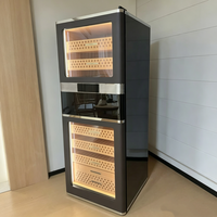 Armoire à cigares verticale grande capacité à double compartiment en bois de cèdre