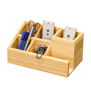 Bamboo Wood Desktop Organizer , Pen Holder,Storage Caddy for Home Office