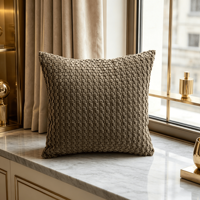 Coussin décoratif texturé effet popcorn taupe, coussin décoratif en tricot à bulles doux pour canapé, lit, salon