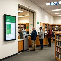HRAY Kiosque numérique mural 55 pouces 350 Nits, lecture hors ligne via clé USB pour la recherche de livres en bibliothèque et la recherche de ressources, prise en charge OEM ODM