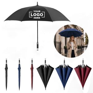 Custom Logo Automatic Straight Handle Automatic Umbrella Long Handle <b>Large</b> Canopy <b>Extra</b> Strong Pongee Fabric <b>Printed</b> Umbrella - Product Image 1