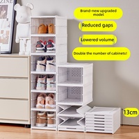 Meuble à chaussures pliable en plastique ; Étagère à chaussures transparente épaissie sans assemblage, empilable ; Rangement simple et grand format tout-en-un