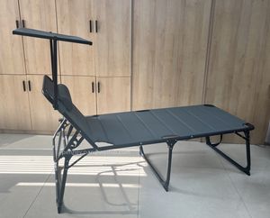 Chaise longue en aluminium pliable rembourrée XXL à 5 positions réglables en hauteur avec repose-tête et toit ouvrant - Product Image 3