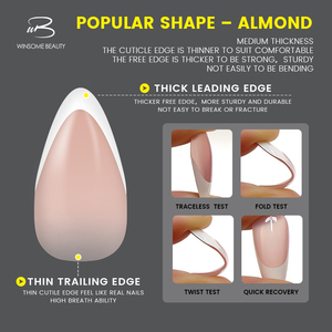 <span class=keywords><strong>Faux</strong></span> ongles courts à pointe française en gros, étiquette privée, <span class=keywords><strong>faux</strong></span> ongles en amande, ongles à presser - Product Image 3