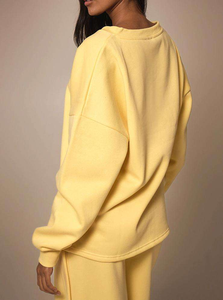 Women Clothing Active Wear High Quality Terry 2 Piece Front Custom Hoodie Sweat Pants Tracksuit hoodie fashion - Product Image 3