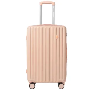 Ensemble de bagages léger 2 pièces bagage à main rigide avec serrure à combinaison Valise à roulettes rose clair