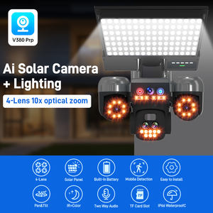 ไฟถนนพลังงานแสงอาทิตย์ 2 1 พร้อมจอ 3 จอ ซูม 10 เท่า กล้องวงจรปิด 4G ติดตามอัตโนมัติ ภาพสีเต็มรูปแบบในเวลากลางคืน ตรวจจับความเคลื่อนไหว บันทึกภาพลงคลาวด์ - Product Image 2